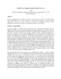 Satellite Laser Ranging Tracking Through the Years C. Noll NASA