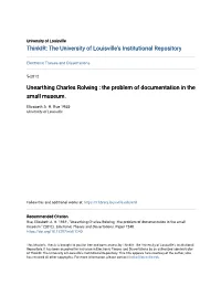 Unearthing Charles Rolwing : the Problem of Documentation in the Small Museum