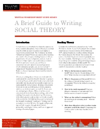 A Brief Guide to Writing SOCIAL THEORY