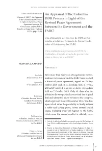 An Appraisal of the Colombia DDR Process in Light of the Revised