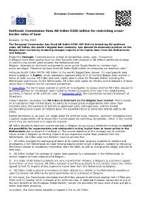Antitrust: Commission Fines AB Inbev €200 Million for Restricting Cross- Border Sales of Beer