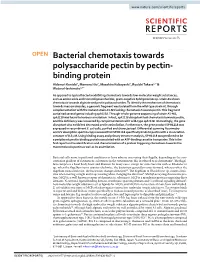 Bacterial Chemotaxis Towards Polysaccharide Pectin by Pectin