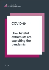 COVID-19: How Hateful Extremists Are Exploiting the Pandemic