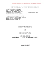 Direct Testimony of Linden R. Evans on Behalf