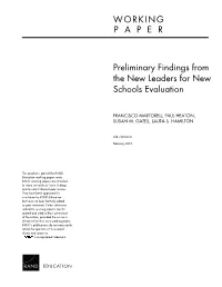 Preliminary Findings from the New Leaders for New Schools Evaluation