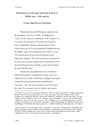 Relations Between Portugal and Castile in the Late Middle Ages – 16Th Centuries
