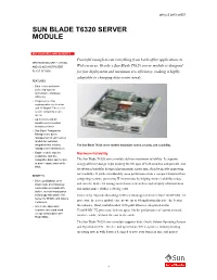 Sun Blade T6320 Server Module Data Sheet