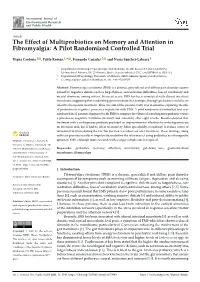 The Effect of Multiprobiotics on Memory and Attention in Fibromyalgia: a Pilot Randomized Controlled Trial