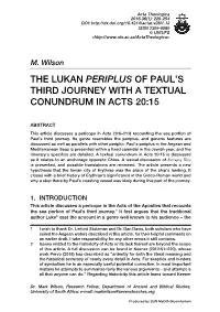 The Lukan Periplus of Paul's Third Journey with A
