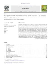 Therapeutic Orchids: Traditional Uses and Recent Advances — an Overview