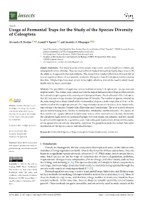 Usage of Fermental Traps for the Study of the Species Diversity of Coleoptera