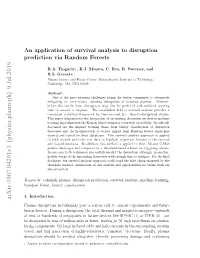 An Application of Survival Analysis to Disruption Prediction Via Random Forests
