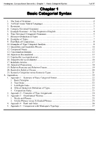 Chapter 1 Basic Categorial Syntax