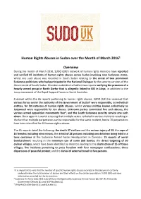 Human Rights Abuses in Sudan Over the Month of March 20161 Overview