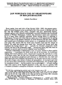 Jan Neruda's Use of Shakespeare in His Journalism