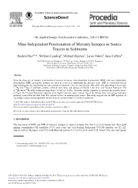 Mass Independent Fractionation of Mercury Isotopes As Source Tracers in Sediments