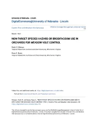 Non-Target Species Hazard Or Brodifacoum Use in Orchards for Meadow Vole Control