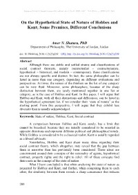 On the Hypothetical State of Nature of Hobbes and Kant; Same Premises, Different Conclusions