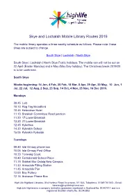 Skye and Lochalsh Mobile Library Routes 2019