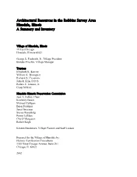 Architectural Resources in the Robbins Survey Area Hinsdale, Illinois a Summary and Inventory