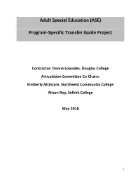 ASE Program Specific Transfer Guide Project
