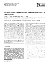 Prediction of Solar Activity on the Basis of Spectral Characteristics of Sunspot Number