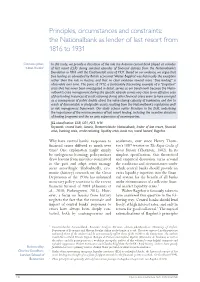 Principles, Circumstances and Constraints: the Nationalbank As Lender of Last Resort from 1816 to 1931