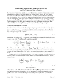 Work-Energy for a System of Particles and Its Relation to Conservation Of