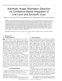 Automatic Image Orientation Detection Via Confidence-Based Integration of Low-Level and Semantic Cues