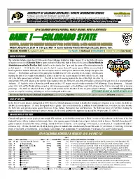 GAME 1—COLORADO STATE BUFFS, RAMS to RENEW RIVALRY for 86TH TIME; 14TH GAME in DENVER FRIDAY, AUGUST 29, 2014 7:05 P.M