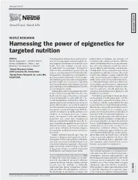 Harnessing the Power of Epigenetics for Targeted Nutrition