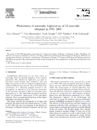 Photometry of Asteroids: Lightcurves of 24 Asteroids Obtained in 1993–2005