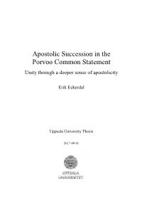 Apostolic Succession in the Porvoo Common Statement Unity Through a Deeper Sense of Apostolicity