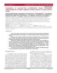 Evaluation of Pre-Mir-34A Rs72631823 Single Nucleotide Polymorphism in Triple Negative Breast Cancer: a Case-Control Study