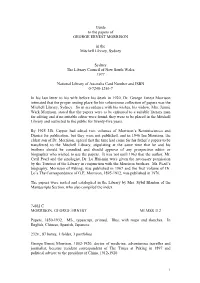 Guide to the Papers of GEORGE ERNEST MORRISON