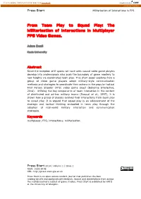 Militarisation of Interactions in FPS