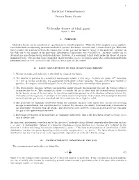 Molecular Theory of Ideal Gases March 1, 2021