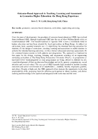 Outcome-Based Approach to Teaching, Learning and Assessment in Geomatics Higher Education: the Hong Kong Experience