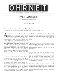 PARSHA INSIGHTS by Rabbi Yaakov Asher Sinclair