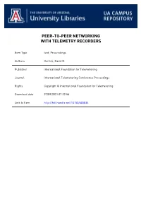Peer-To-Peer Networking with Telemetry Recorders