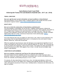 Santa Barbara South Coast FAQS Following the Thomas Fire and Montecito Mudslide (Dec