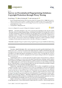 Survey on Decentralized Fingerprinting Solutions: Copyright Protection Through Piracy Tracing