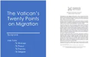 The Vatican's Twenty Points on Migration: a Primer