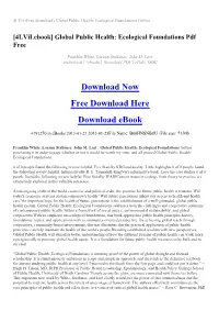 Global Public Health: Ecological Foundations Online