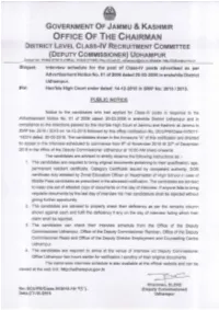 Interview List of Candidates of Class - IV Annexure - "A" S.No