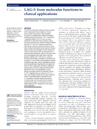 LAG-3: from Molecular Functions to Clinical Applications
