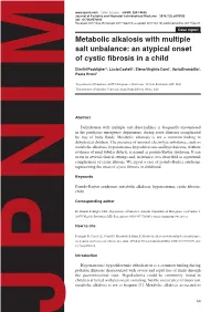Metabolic Alkalosis with Multiple Salt Unbalance: an Atypical Onset of Cystic Fibrosis in a Child
