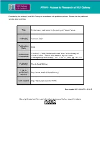 Performance and the Poetry of Ciaran Carson.Pdf (66.21Kb)