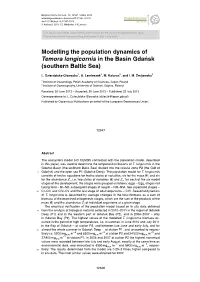 Modelling the Population Dynamics of Temora Longicornis in the Basin