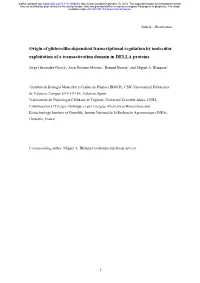 Origin of Gibberellin-Dependent Transcriptional Regulation by Molecular Exploitation of a Transactivation Domain in DELLA Proteins